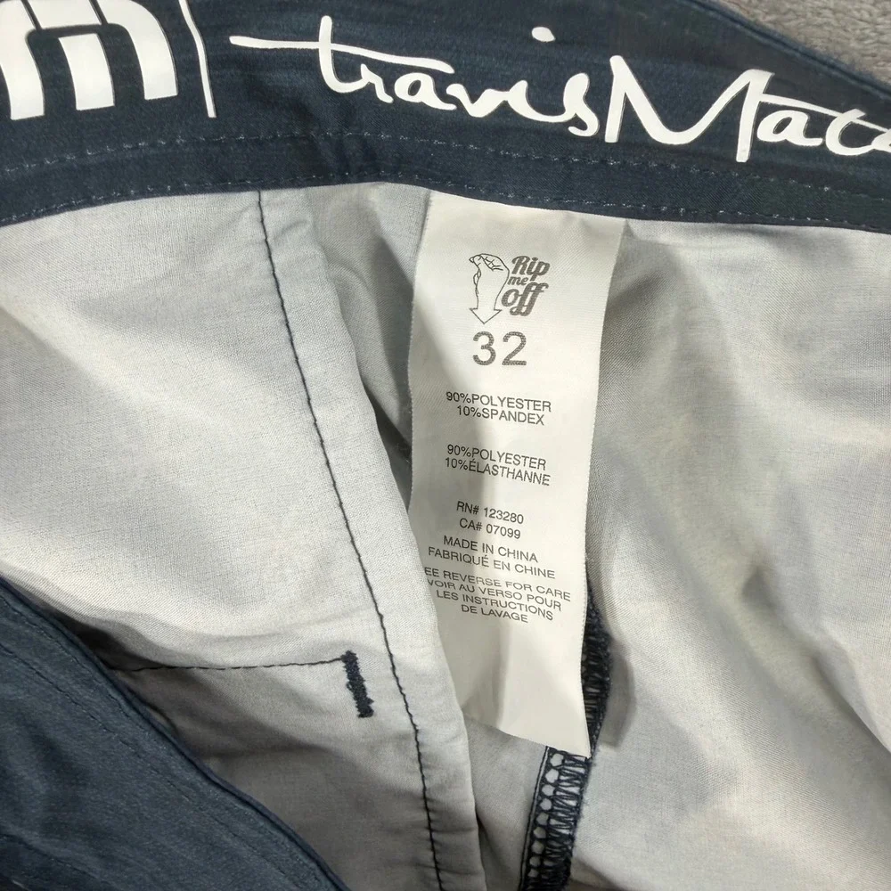 Travis Mathew Board Shorts Mens Size 32 Navy Red Grey Palm Tree Swim Trunks